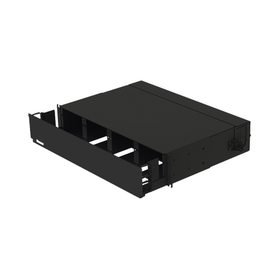 Panel de Distribución de Fibra Óptica, Acepta 8 Placas FAP o FMP, Bandeja Deslizable, Hasta 192 Fibras, Color Negro, 2 UR