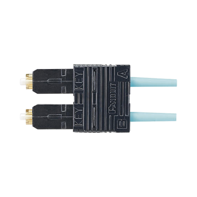 Conector de Fibra Óptica SC Duplex OptiCam, Multimodo 50 125 OM3 OM4, Pre-pulido, Color Aqua
