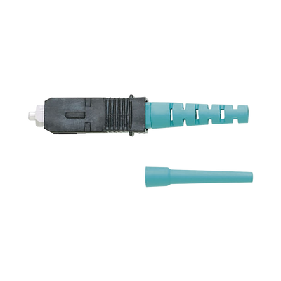 Conector de Fibra Óptica SC Simplex OptiCam, Multimodo 50 125 OM3 OM4, Pre-pulido, Color Aqua