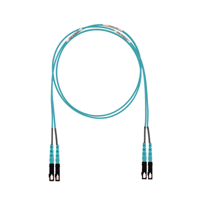 Jumper de Fibra Optica Multimodo 50 125 OM3, SC-SC Duplex, LSZH (Cero Halógenos), Color Aqua, 2 Metros