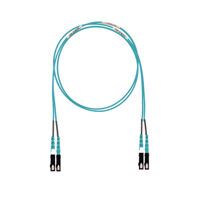 Jumper de Fibra Optica Multimodo 50 125 OM3, SC-SC Duplex, LSZH (Cero Halógenos), Color Aqua, 8 Metros