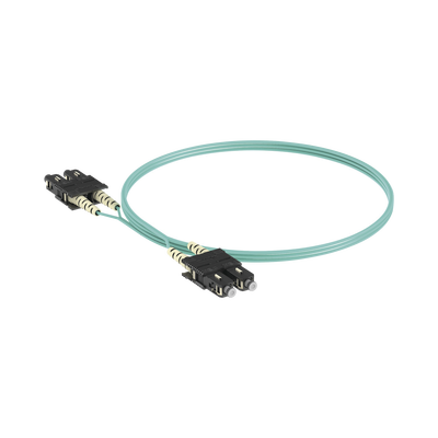 Jumper de Fibra Optica Multimodo 50 125 OM3, SC-SC Duplex, OFNR (Riser), Color Aqua, 2 Metros