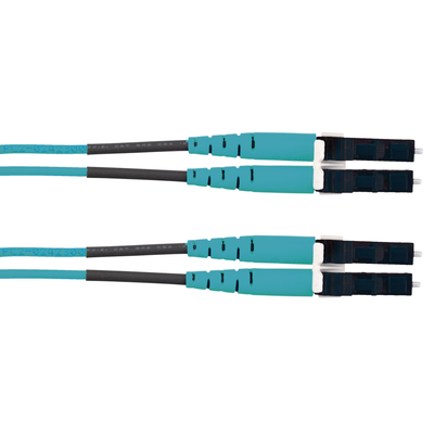Jumper de Fibra Optica Multimodo 50 125 OM3, LC-LC Duplex, LSZH (Cero Halógenos), Color Aqua, 1 Metro