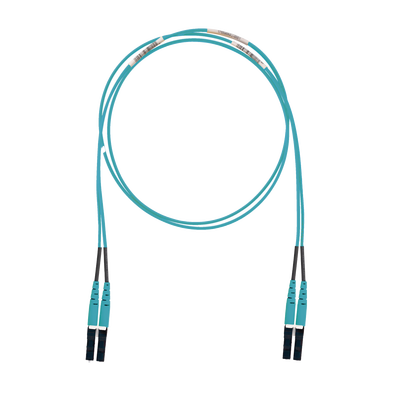 Jumper de Fibra Optica Multimodo 50 125 OM3, LC-LC Duplex, LSZH (Cero Halógenos), Color Aqua, 1 Metro