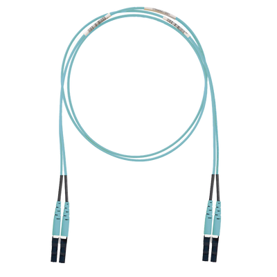 Jumper de Fibra Optica Multimodo 50 125 OM3, LC-LC Duplex, LSZH (Cero Halógenos), Color Aqua, 2 Metros