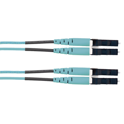 Jumper de Fibra Optica Multimodo 50 125 OM3, LC-LC Duplex, LSZH (Cero Halógenos), Color Aqua, 2 Metros