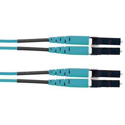 Jumper de Fibra Optica Multimodo 50 125 OM3, LC-LC Duplex, LSZH (Cero Halógenos), Color Aqua, 3 Metros