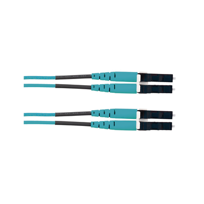 Jumper de Fibra Optica Multimodo 50 125 OM3, LC-LC Duplex, LSZH (Cero Halógenos), Color Aqua, 5 Metros