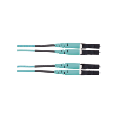 Jumper de Fibra Optica Multimodo 50 125 OM3, LC-LC Duplex, LSZH (Cero Halógenos), Color Aqua, 10 Metros