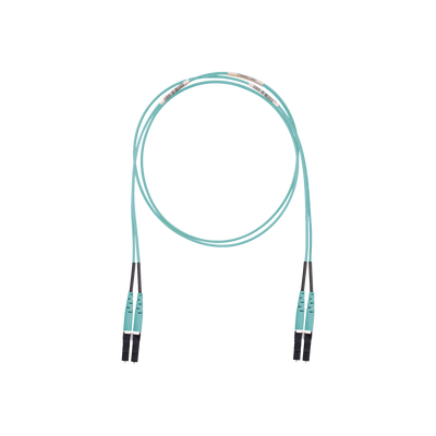 Jumper de Fibra Optica Multimodo 50 125 OM3, LC-LC Duplex, LSZH (Cero Halógenos), Color Aqua, 10 Metros