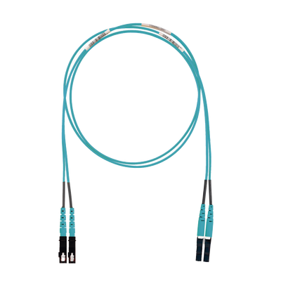 Jumper de Fibra Optica Multimodo 50 125 OM3, LC-SC Duplex, LSZH (Cero Halógenos), Color Aqua, 2 Metros