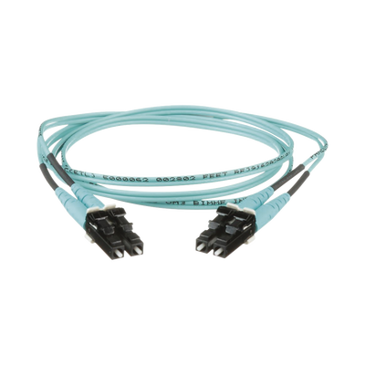 Jumper de Fibra Optica Multimodo 50 125 OM3, LC-LC Duplex, OFNR (Riser), Color Aqua, 1 Metro
