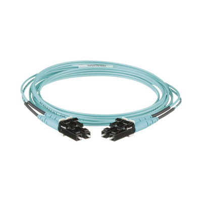 Jumper de Fibra Optica Multimodo 50 125 OM3, LC-LC Duplex, OFNR (Riser), Color Aqua, 2 Metros
