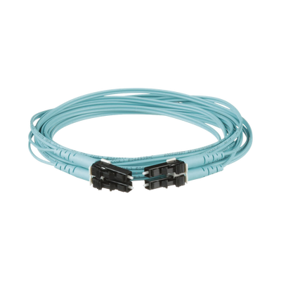 Jumper de Fibra Optica Multimodo 50 125 OM3, LC-LC Duplex, OFNR (Riser), Color Aqua, 3 Metros