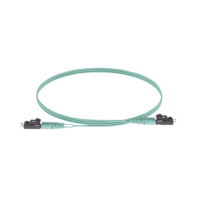 Jumper de Fibra Optica Multimodo 50 125 OM3, LC-LC Duplex, OFNR (Riser), Color Aqua, 5 Metros