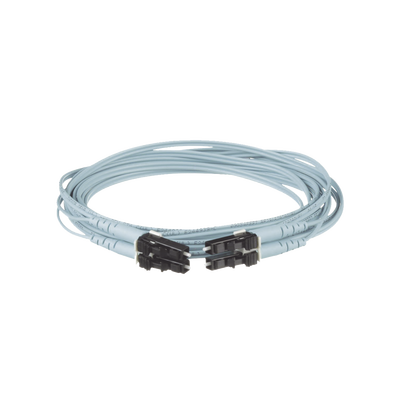 Jumper de Fibra Optica Multimodo 50 125 OM3, LC-LC Duplex, OFNR (Riser), Color Aqua, 7 Metros