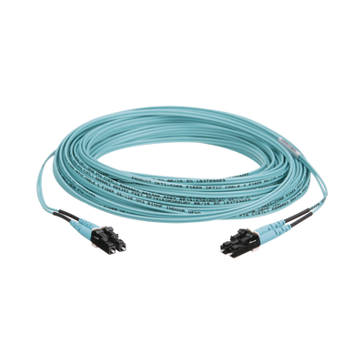 Jumper de Fibra Optica Multimodo 50 125 OM3, LC-LC Duplex, OFNR (Riser), Color Aqua, 10 Metros