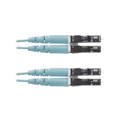 Jumper de Fibra Optica Multimodo 50 125 OM3, LC-LC Duplex, OFNR (Riser), Color Aqua, 25 Metros
