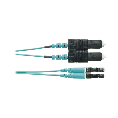 Jumper de Fibra Optica Multimodo 50 125 OM3, LC-SC Duplex, OFNR (Riser), Color Aqua, 1 Metro