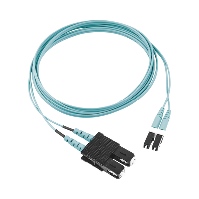 Jumper de Fibra Optica Multimodo 50 125 OM3, LC-SC Duplex, OFNR (Riser), Color Aqua, 2 Metros