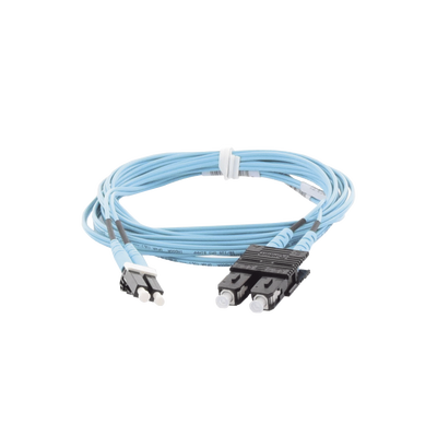 Jumper de Fibra Optica Multimodo 50 125 OM3, LC-SC Duplex, OFNR (Riser), Color Aqua, 10 Metros