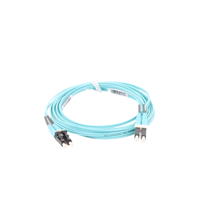 Jumper de Fibra Optica Multimodo 50 125 OM4, LC-LC Duplex, OFNR (Riser), Color Aqua, 3 Metros