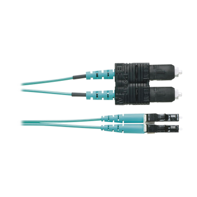 Jumper de Fibra Optica Multimodo 50 125 OM4, LC-SC Duplex, OFNR (Riser), Color Aqua, 1 Metro