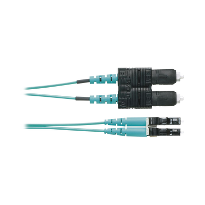 Jumper de Fibra Optica Multimodo 50 125 OM4, LC-SC Duplex, OFNR (Riser), Color Aqua, 2 Metros