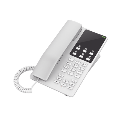 Teléfono IP Hotelero, 2 líneas SIP con 2 cuentas, codec Opus, IPV4 IPV6, color blanco, con gestión en la nube GDMS