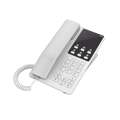 Teléfono IP Hotelero Wi-Fi, 2 líneas SIP con 2 cuentas, codec Opus, IPV4 IPV6, color blanco, con gestión en la nube GDMS