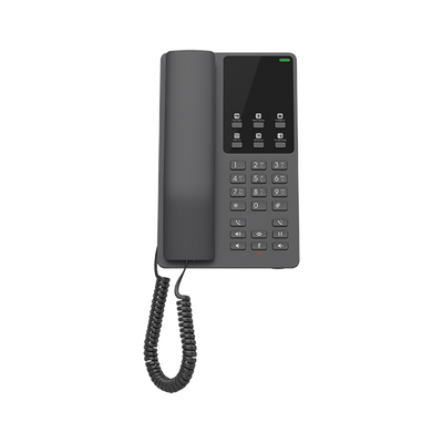 Teléfono IP Hotelero, 2 líneas SIP con 2 cuentas, codec Opus, IPV4 IPV6, color negro, con gestión en la nube GDMS