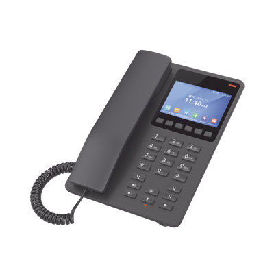 Teléfono IP WiFi Hotelero con pantalla LCD a color, 2 líneas SIP con 2 cuentas, codec Opus, IPV4 IPV6, color negro, con gestión en la nube GDMS
