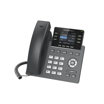 Teléfono IP Grado Operador, 3 líneas SIP con 6 cuentas, puertos Gigabit,PoE,  pantalla a color 2.4", codec Opus, IPV4 IPV6 con gestión en la nube GDMS