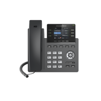 Teléfono IP Grado Operador, 3 líneas SIP con 6 cuentas, puertos Gigabit,PoE,  pantalla a color 2.4", codec Opus, IPV4 IPV6 con gestión en la nube GDMS