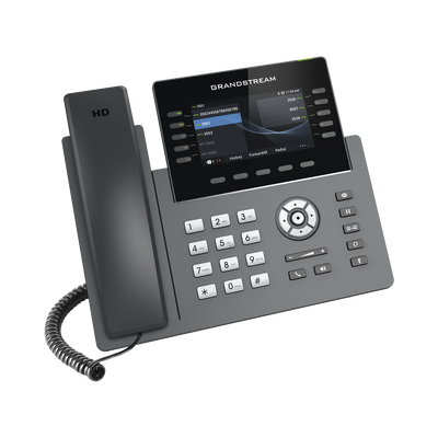 Teléfono IP Wi-Fi, Grado Operador, 10 líneas SIP con 5 cuentas, pantalla a color 4.3", puertos Gigabit, Bluetooth, PoE, codec Opus, IPV4 IPV6 con gestión en la nube GDMS