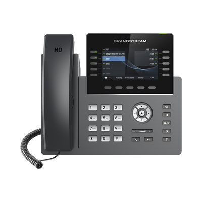 Teléfono IP Wi-Fi, Grado Operador, 10 líneas SIP con 5 cuentas, pantalla a color 4.3", puertos Gigabit, Bluetooth, PoE, codec Opus, IPV4 IPV6 con gestión en la nube GDMS