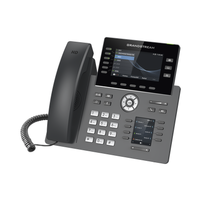 Teléfono IP Wi-Fi, Grado Operador, 6 líneas SIP con 6 cuentas, pantalla a color 4.3", puertos Gigabit, Bluetooth, PoE, codec Opus, IPV4 IPV6 con gestión en la nube GDMS