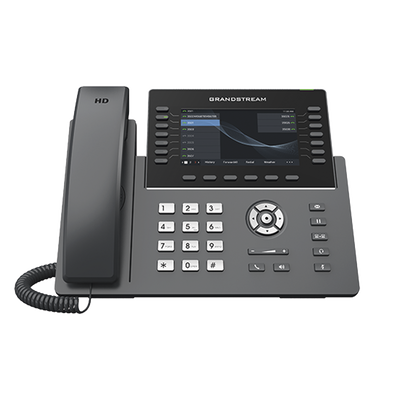 Teléfono IP Wi-Fi, Grado Operador, 14 líneas SIP con 6 cuentas, pantalla LCD  5", puertos Gigabit, Bluetooth, PoE, codec Opus, IPV4 IPV6 con gestión en la nube GDMS