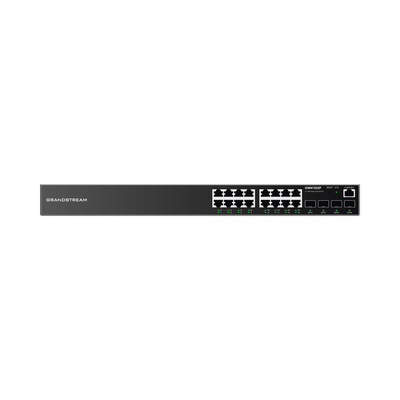Switch Gigabit PoE+ Administrable   16 puertos 10 100 1000 Mbps + 4 Puertos SFP Uplink   Hasta 240W   Compatible con GWN Cloud.