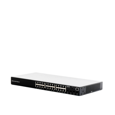 Switch Gigabit Administrable   24 puertos 10 100 1000 Mbps + 4 Puertos SFP Uplink   Compatible con GWN Cloud.
