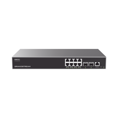 Switch Capa 3 Administrable   8 puertos 10 100 1000 Mbps + 2 Puertos SFP+ 10 Gigabit   Compatible con GWN Cloud.