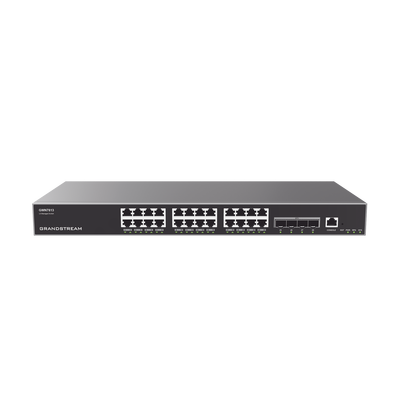 Switch Capa 3 Administrable   24 puertos 10 100 1000 Mbps + 4 Puertos SFP+ de 10 Gigabits   Compatible con GWN Cloud.
