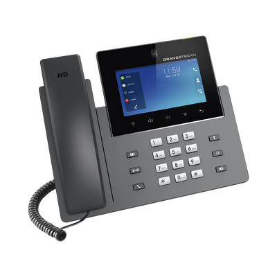 Teléfono IP Android 11, 16 líneas SIP con 12 cuentas, pantalla táctil  5", puertos Gigabit, Wi-Fi, Bluetooth, PoE, codec Opus, IPV4 IPV6 con gestión en la nube GDMS