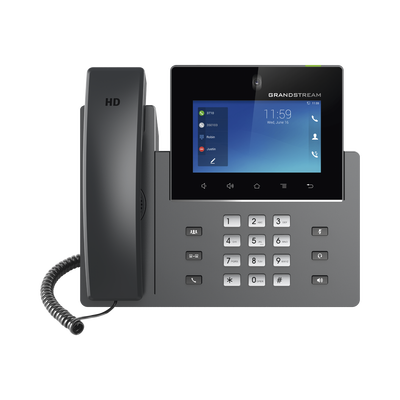 Teléfono IP Android 11, 16 líneas SIP con 12 cuentas, pantalla táctil  5", puertos Gigabit, Wi-Fi, Bluetooth, PoE, codec Opus, IPV4 IPV6 con gestión en la nube GDMS
