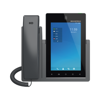 Teléfono IP Android 11, 16 líneas SIP con 16 cuentas, pantalla táctil  7", puertos Gigabit, Wi-Fi, Bluetooth, PoE, codec Opus, IPV4 IPV6 con gestión en la nube GDMS