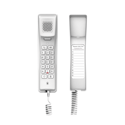 Teléfono IP profesional para Hotelería, montaje en pared,  teclado numérico estándar, conferencia de 3 vías, Opus y PoE.