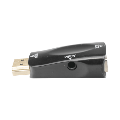 Adaptador (Convertidor) HDMI a VGA    HDMI Macho a VGA Hembra   Resolución 1920x1080 @ 60Hz    Adaptador de Audio de 3.5 mm   Chapado en Níquel