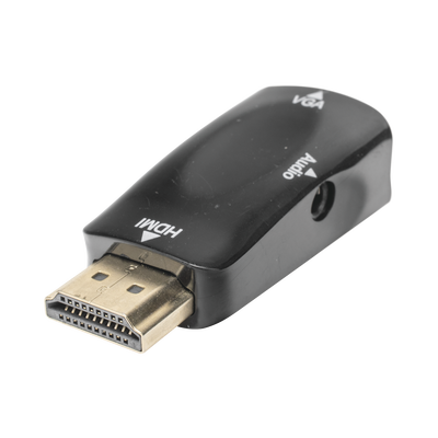 Adaptador (Convertidor) HDMI a VGA    HDMI Macho a VGA Hembra   Resolución 1920x1080 @ 60Hz    Adaptador de Audio de 3.5 mm   Chapado en Níquel