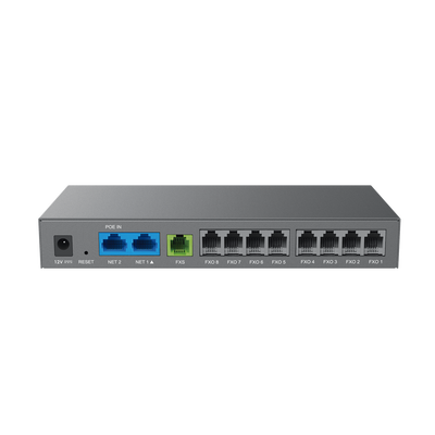 Gateway Analógico 8 FXO  (Conectar Lineas Analógicas)   3 Perfiles SIP   1 Puerto FXS   NAT de Alto Rendimiento   Soporte Lifeline   Fax T.38   Cifrado AES   Failover SIP   Conferencia de Voz 3 Vías