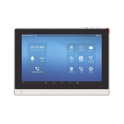 Monitor IP SIP para interior con Android, Wi-Fi, pantalla táctil de 10.1", audio de 2 vías, PoE, 8 interfaces de entrada de alarma.
